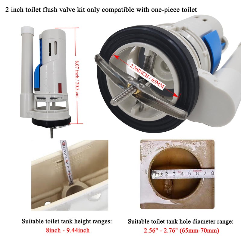 VALLVATER 2-inch Toilet Flush Valves Assembly Compatible with Water Ridge One Piece Toilets Fits for TOTO THU338N Dual Flush Drain Valve Repair Part Replacement - Image 2